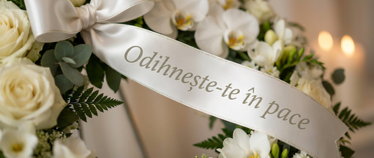 Ce mesaj se scrie pe panglica unei coroane funerare